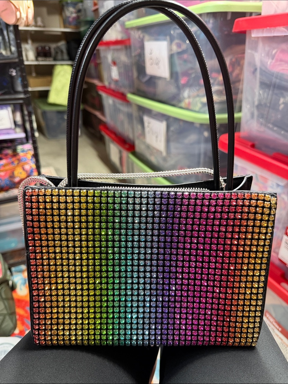 Crystal-Embellished Rainbow Tote Bag - Multicolor